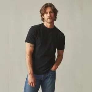 AMERICAN GIANT Mens Black‎ Crew Neck T Shirt Size Large Made in USA Cotton